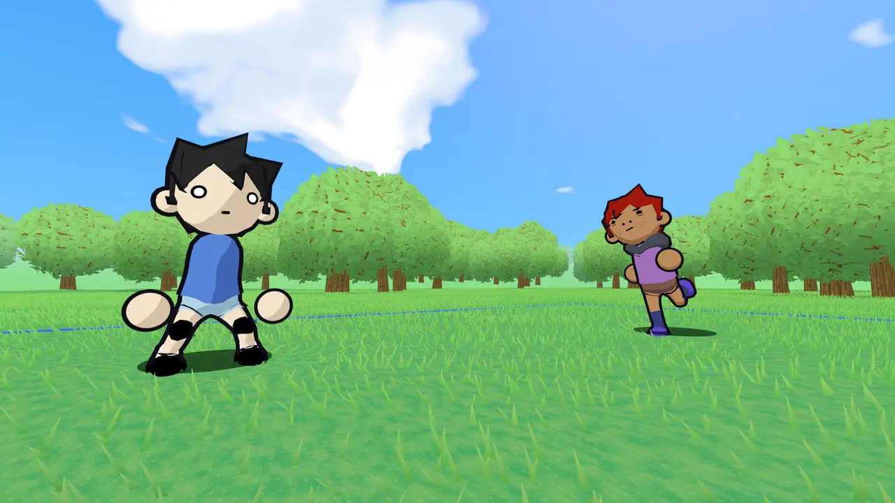 Two custom just volleyball avatars in blue and purple kits