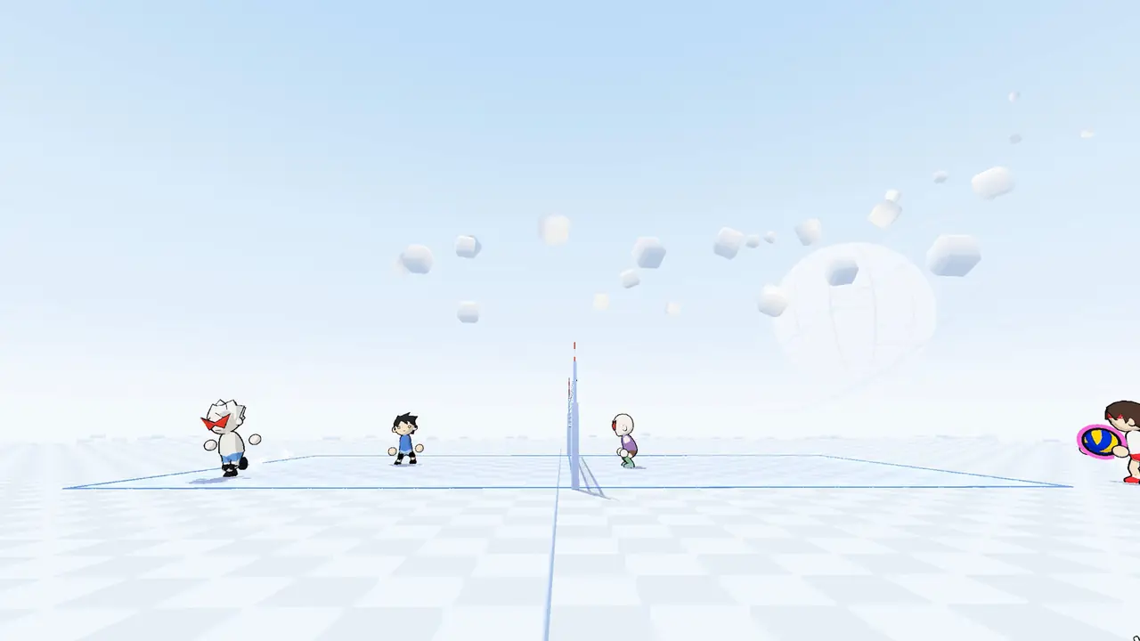just volleyball match on a court above the clouds